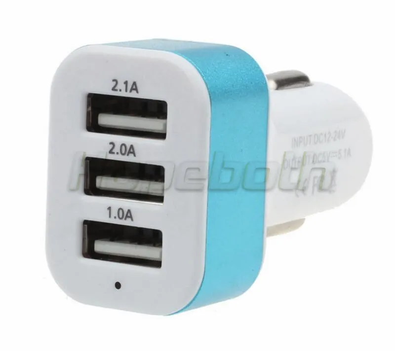 3-Порты и разъёмы USB 2.1a+ 1A+ 1A thri-Порты и разъёмы автомобиля Зарядное устройство высокого качества Универсальный сигареты автомобильное Адаптеры питания для iphone iPad IPod 100 шт