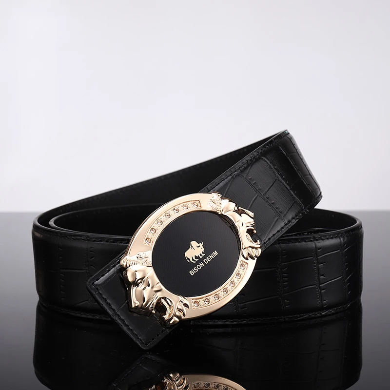 Бренд BISON DENIM, представляет мужской ремень мужской кожаный ремень первый Слои натуральная кожа крупного рогатого скота Для мужчин мужской ремень из натуральной кожи роскошные подвеска на ремешке с пряжкой; для Для мужчин ремень N71389