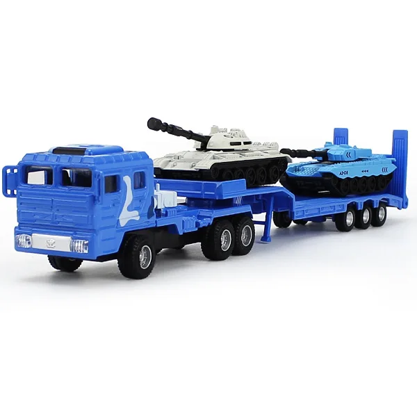 Сплав Diecasts 1/64 военный транспорт с 2 модель танка отличная модель оборудование игрушки для детей подарок - Цвет: 685059 blue