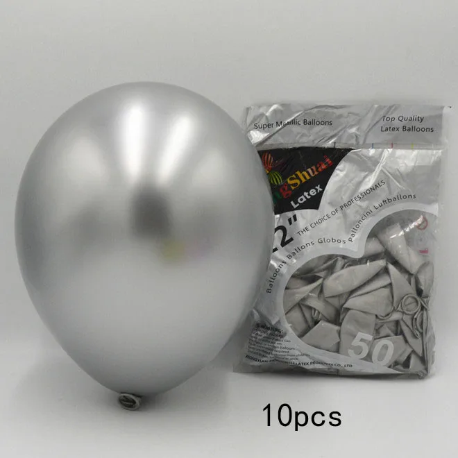 silver Металлические латексные шары золотого и серебряного цвета, 18, 30, 40, 50, 60, 70 лет, вечерние шары из фольги для взрослых, подарок - Цвет: silver