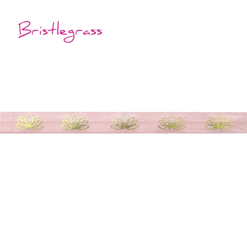 BRISTLEGRASS 100 ярд за рулоном 5/" 15 мм Lotus фольга печать складывающийся над эластичными врагами повязка из спандекса повязка для волос галстук платье швейная отделка
