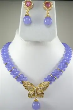 

FREE shipping> >>>>>Beautiful !!! 2Row 8MM Alexandrite Beads Necklace Earring Set