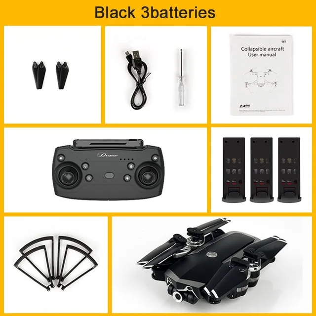 1080P Black 3battery Беспилотные летательные аппараты 2,4G Wi-Fi FPV Дрон с Камера HD 1080P 120 ° широкоугольная HD Камера Helicopterflight 18 минут складной Квадрокоптер Дрон - Цвет: 1080P Black 3battery
