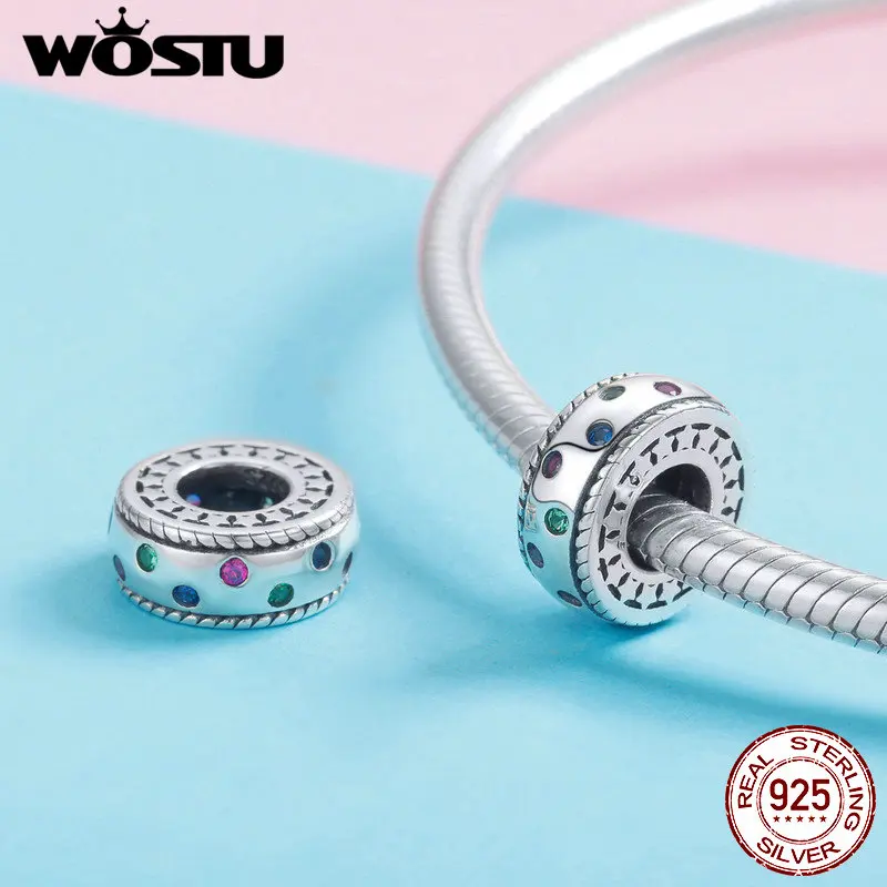 WOSTU, настоящее 925 пробы, серебряный карамельный цвет, точечный бисер, подходит для браслета и ожерелья, подвеска, уникальные Благородные Ювелирные изделия, подарок, FIC1005