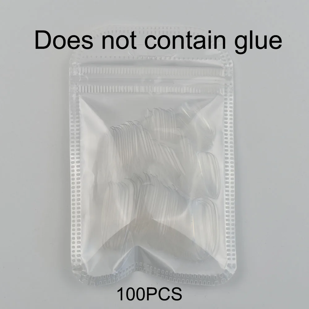 100PCS Clear 100 шт прозрачные/натуральные/белые ультратонкие накладные ногти акриловые овальные полностью закрывающие съемные ногти Rrubber Fake Nails JZJ3014 - Цвет: 100PCS Clear