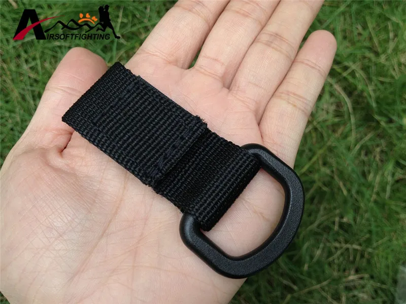 Tactical Nylon Molle Webbing Belt D-Ring Carabiner Buckle Outdoor Camping Hiking Backpack Keychain Hanger Key Hook
