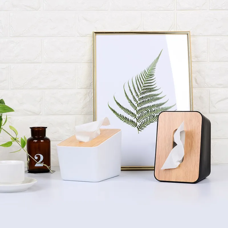 

Removable Wooden Tissue Box Home Bathroom Car Tissue Box Container Towel Napkin Log Tissue Box