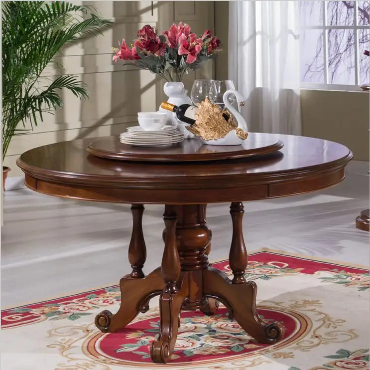 Style Italian Dining Table round Solid Wood Italy Style Luxury Dining Table set with 6 chairs p10279