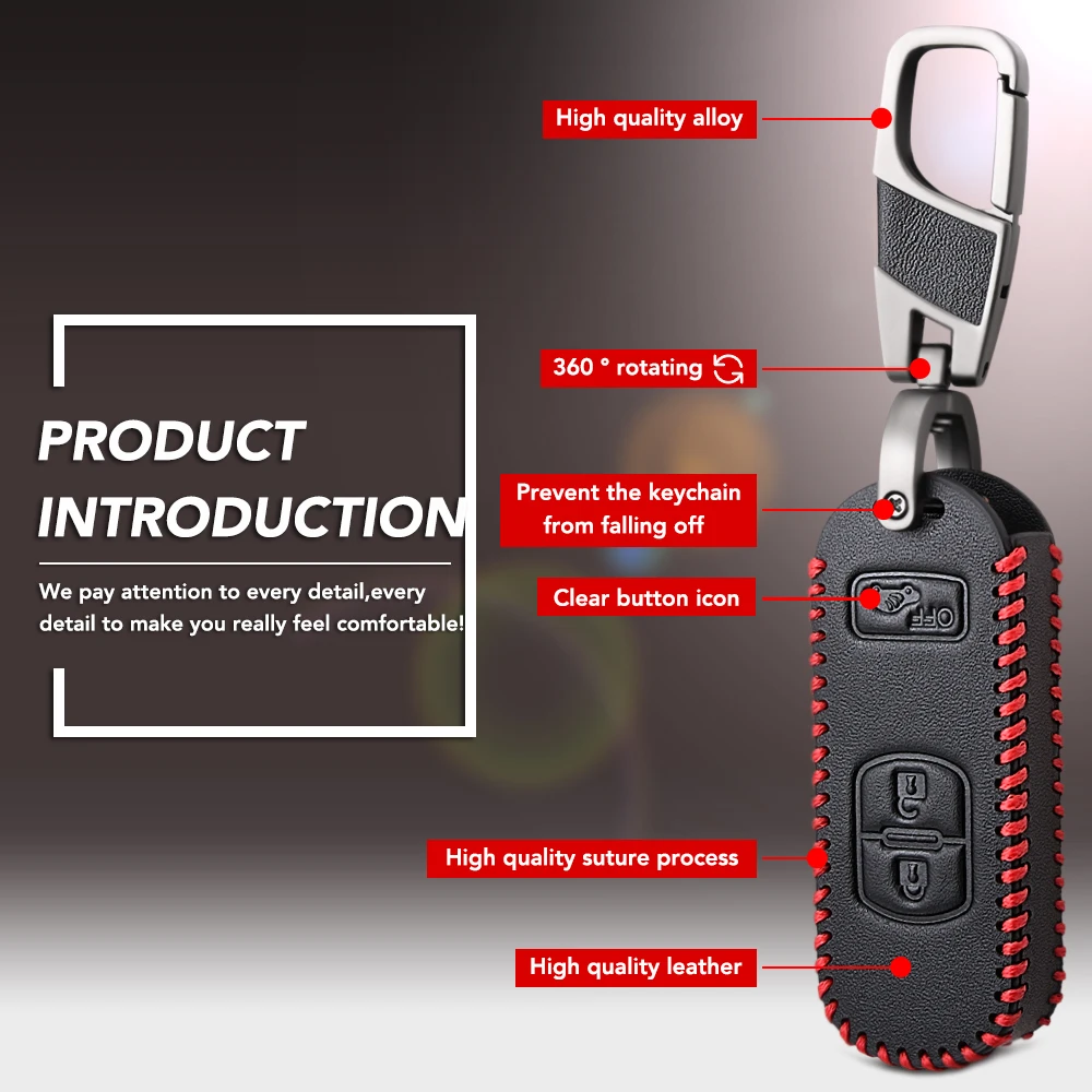 Кожаный чехол для ключей автомобиля Smart Keyless Remote Fob защитный Брелок сумка Mazda 3 CX9 CX3