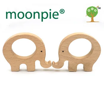 20pcs x 70mm unfinished beech wooden teether elephant Free Teether Clip pacifier clip elephant charm nursing necklace EA58-1