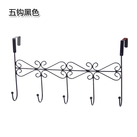 5 hook black Бесшовная дверная полка с крючками, крючок, креативный крючок для ванной комнаты, кухонный крючок вешалка для одежды WF312936 - Цвет: 5 hook black