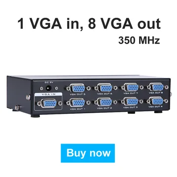 

8 Port VGA Video Splitter 1 Input 8 Output 1 PC Computer Host Display on 8 Monitors Synchronously MT-3508