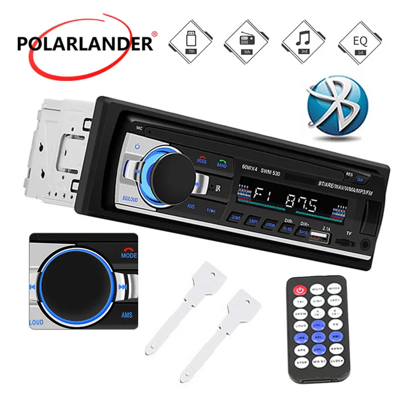 1 Din " стерео MP3 аудио плеер USB 2,1 пульт дистанционного управления Bluetooth 4,0 в Dash lcd FM DC 12 В U диск RCA Автомагнитола 530 AUX
