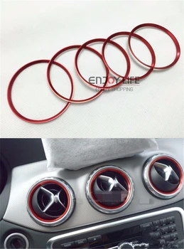 

5pcs Red Air Condition Air Vent Outlet Switch Ring Cover Trim Sticker for Benz A B CLA GLA Class X156 C117 W246 W176
