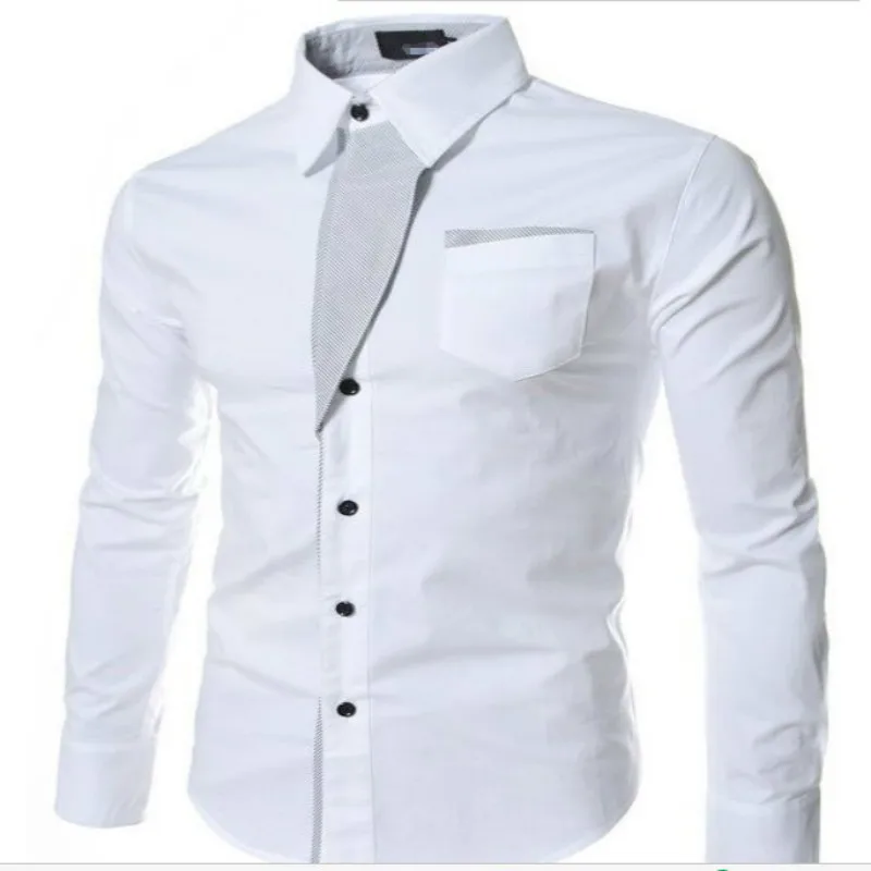 Модные Для мужчин s Повседневное Homme Для мужчин рубашка мужская Camisa Slim Fit Повседневное платье с длинным рукавом рубашки осенне-зимняя верхняя одежда плюс Размеры