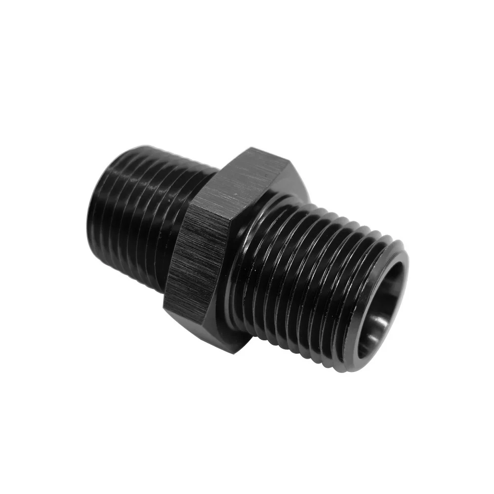 WILLIN-2 шт./упак. алюминий 1/4 ''NPT штекер до 1/4'' NPT Мужской алюминиевый переходник для фитинга WL911-04 - Цвет: Черный