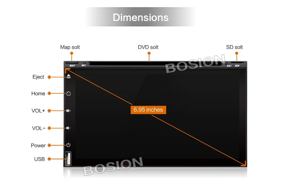 Discount Bosion 2din android 8.1 Car Radio 6.95 inch DVD GPS Navigation Bluetooth Universal For nissan qashqai Toyota Player multimedia 1