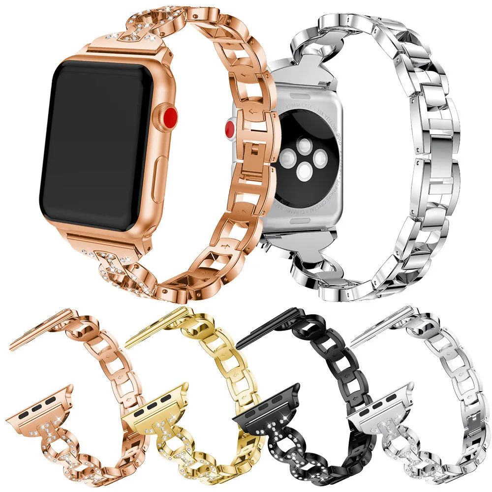 Ремешок для наручных часов Apple Watch 3 42 мм, 38 мм, для iwatch, версия 3/2/1 Нержавеющая сталь ссылка браслет на запястье ремешок для наручных часов с бриллиантами ремень с металлической пряжкой