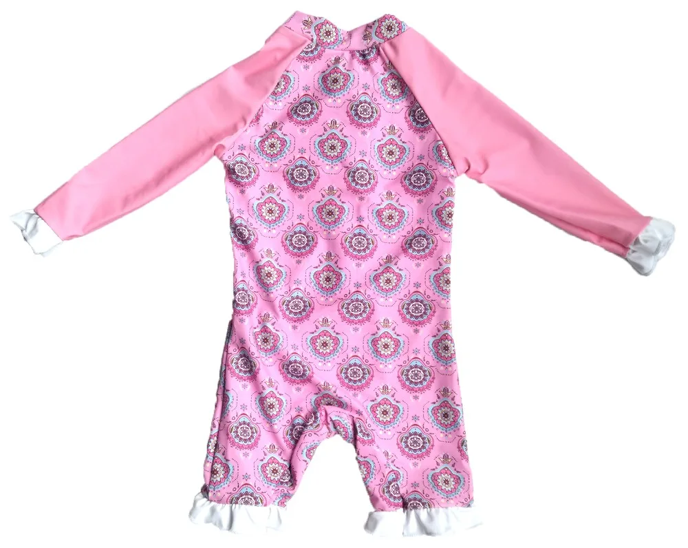 Bonverano(TM) Baby Girt купальники UPF 50+ защита от солнца L/S костюм из одного предмета одежды розового цвета с рисунком