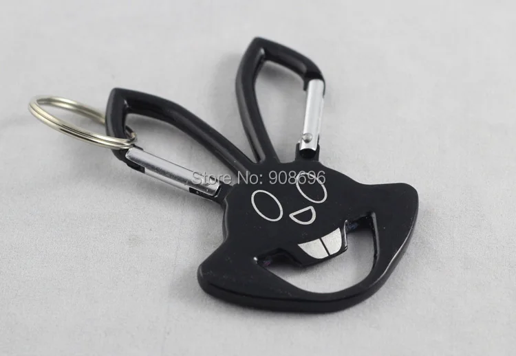

12 pcs/lot Aluminum Alloy Beer Bottle Opener Rabbit KeyChains Hare Can Open Tools Promotion Gift Multicolor-Free Shipping