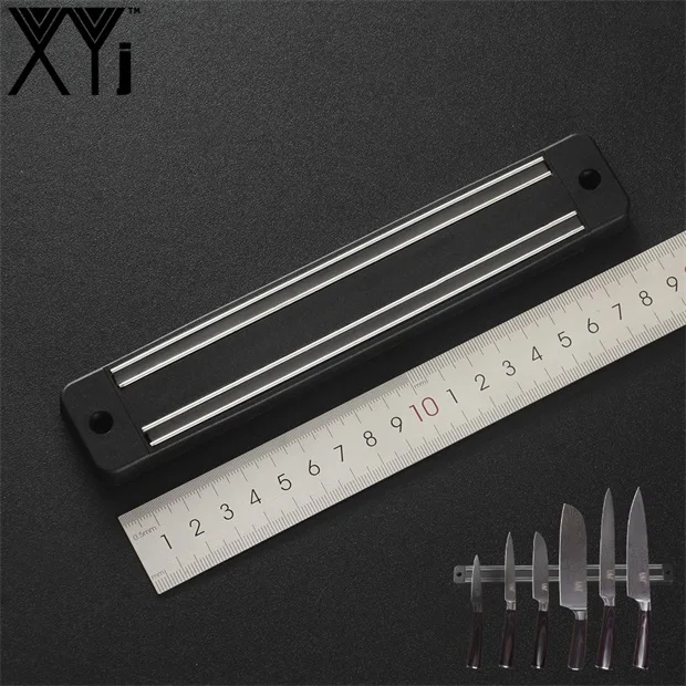 7.5 inch XYj Дамасская нержавеющая сталь магнитный держатель для ножей блок настенное крепление Черный ABS металлический нож для пластикового блока магнитный держатель Блок - Цвет: 7.5 inch