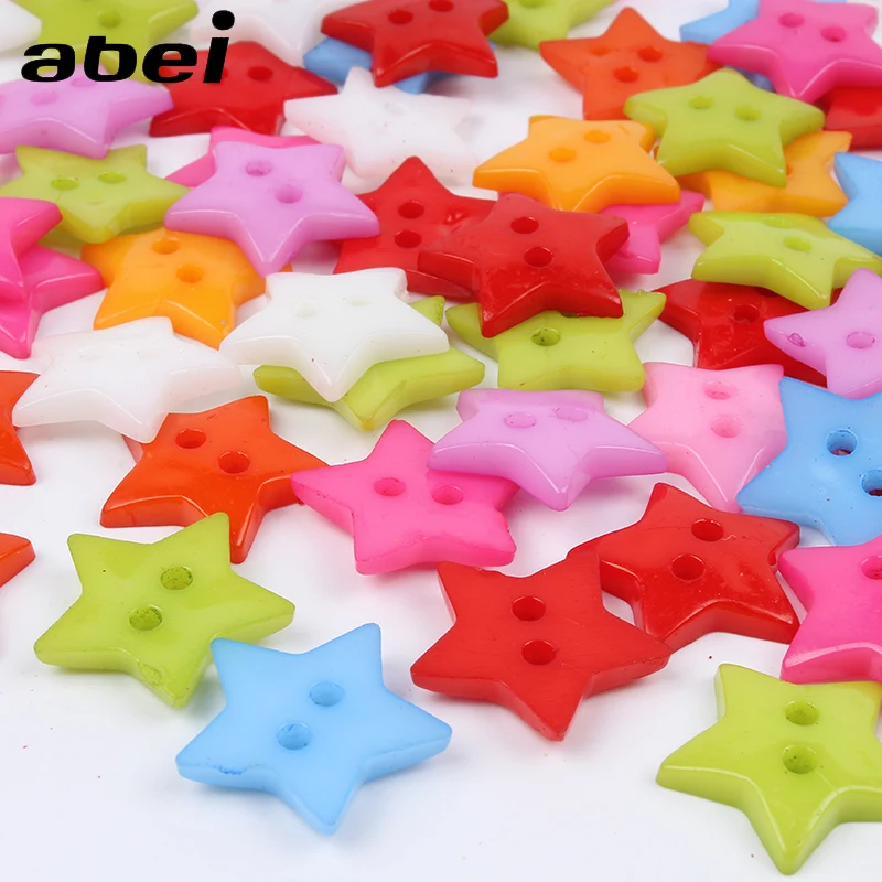 

100pcs/lot 12/15mm Plastic Star Button Two Holes Flatback Cartoon buttons Sewing Tools Diy Handmade Project Ornaments