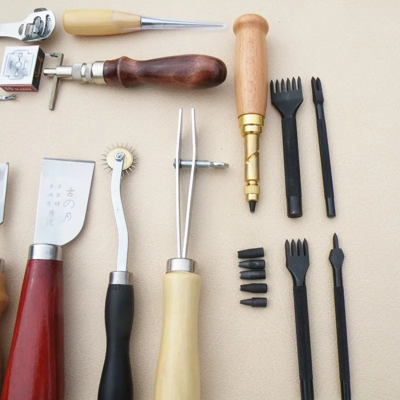 18 шт. набор кожаных инструментов для рукоделия, набор инструментов для сшивания, резьба, рабочие Швейные седла