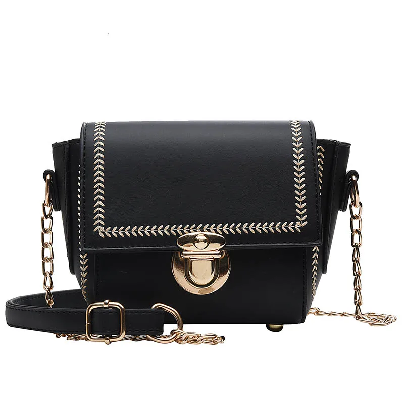 Сумки для женщин сумки через плечо для женщин bolso mujer модная цепь с квадратным сечением сумка через плечо сумки через плечо для женщин sac основной - Цвет: Черный
