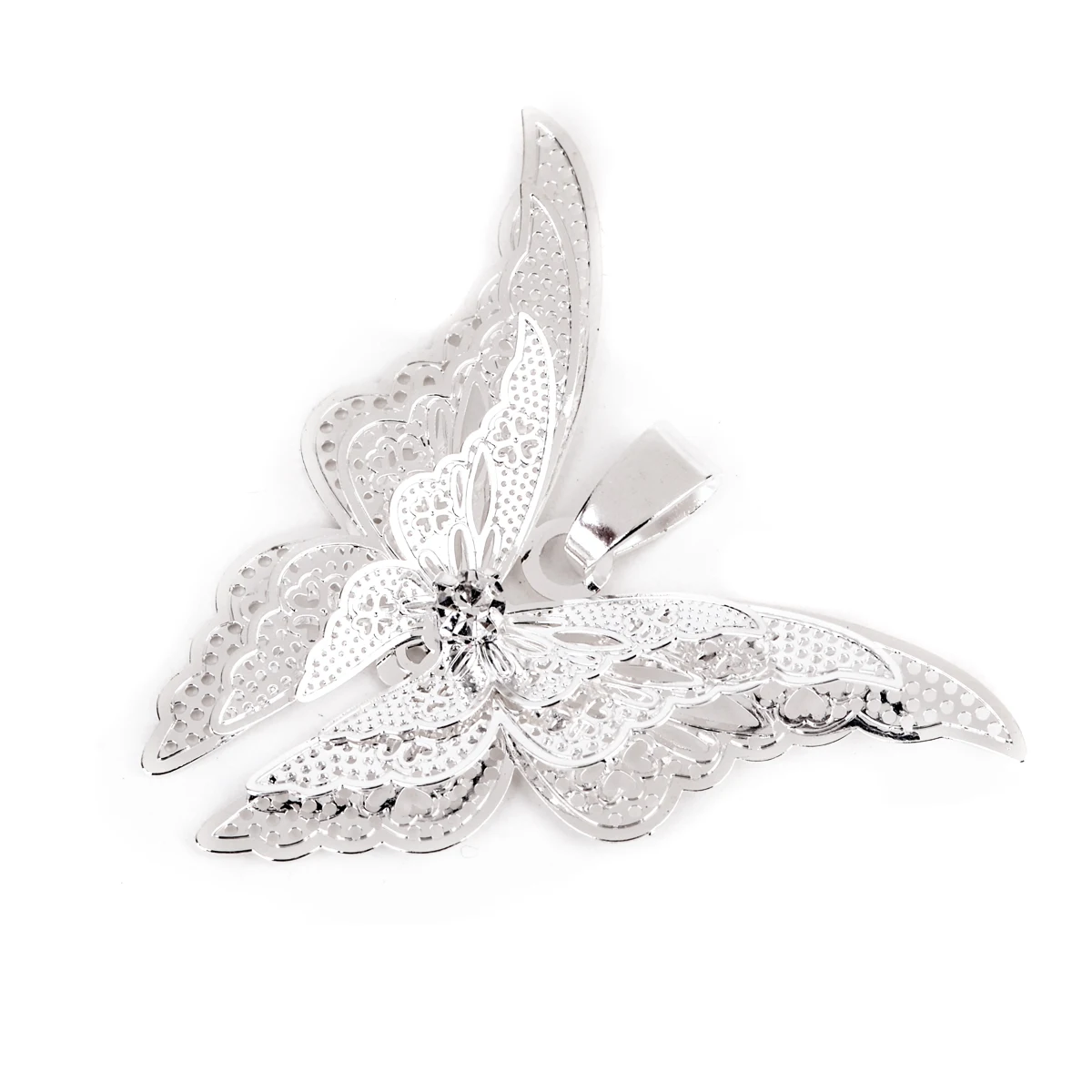 Silver Plated Luxury Crystal 3D Hollow Butterfly Necklace Pendant Fashion Charm Lady DIY Necklace Bracelet Jewelry Pendants