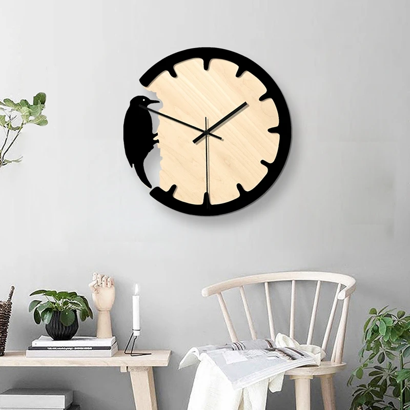 NHBR-модные креативные акриловые настенные часы Изысканные дятлы настенные часы для декора гостиной настенные часы