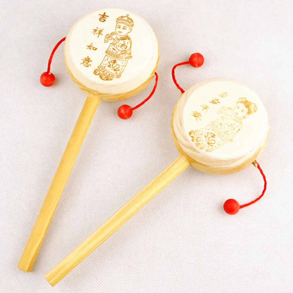 ZTOYL Chinese Traditional Baby Kids Shaking Wooden Rattle Musical Hand