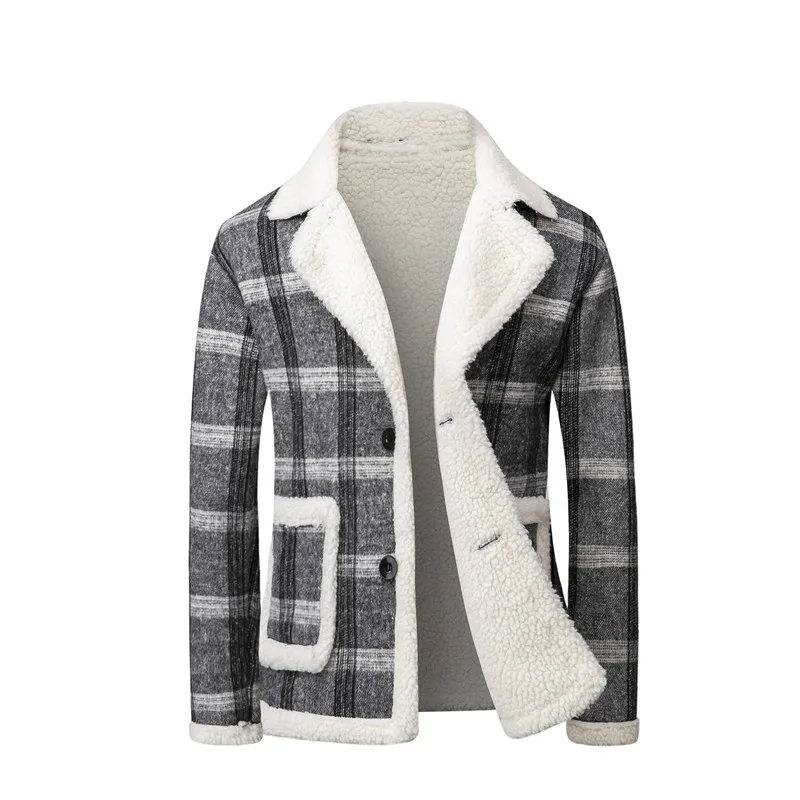 Men's Winter Parkas Plaid Design Warm Fleece Coats Famous EU Designer Thicken Down Cotton Jacket Single Breasted Jackets Coats