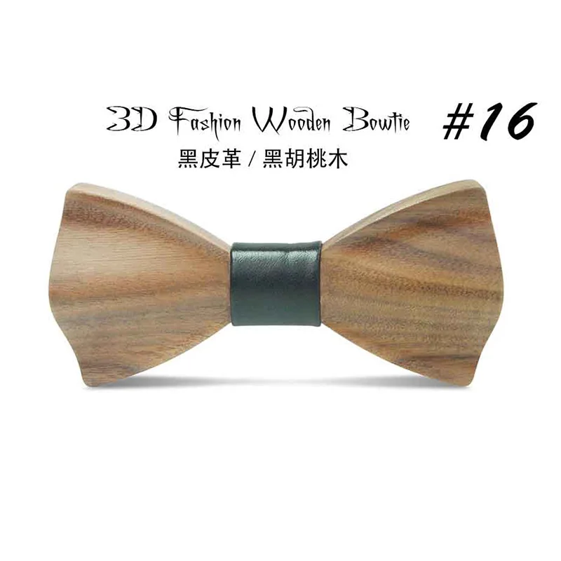 Fashion Handmade 3D wooden bow tie Distinctive bow tie for party wedding 1order=1pc SIZE:12*6cm - Цвет: D16
