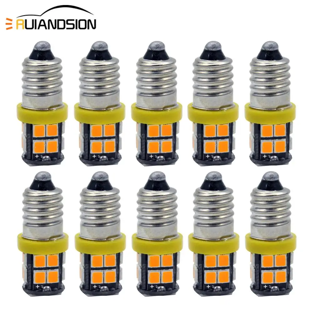 10x E10 винт база 12V Led пятно света миниатюрные вспышка светильник мини-индикатор велосипеда 2835 20smd светодиодные лампы Светильник лампы теплый белый янтарь, холодный белый свет