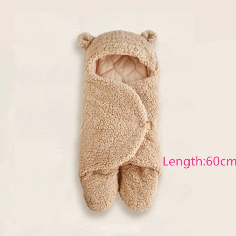 S Brown 60cm fentui Очень милый теплый спальный мешок с ограждением для малышей, мягкий конверт для новорожденных, спальный мешок с дышащей хлопковой подкладкой, детское одеяло S L - Цвет: S Brown 60cm fentui