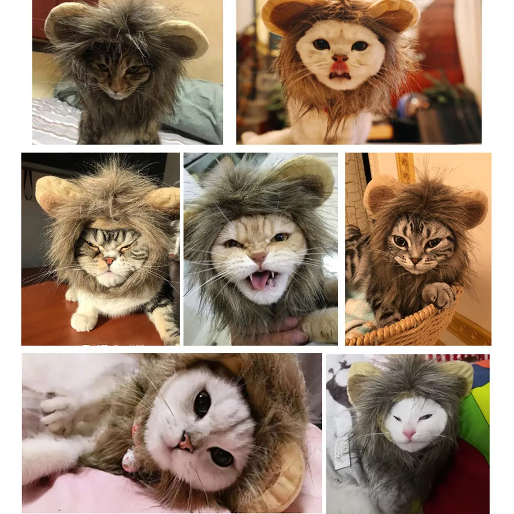 

Fashion Pet cat Costume Cosplay Lion Mane Wig Cap Hat For cat super quality cat accessories gift