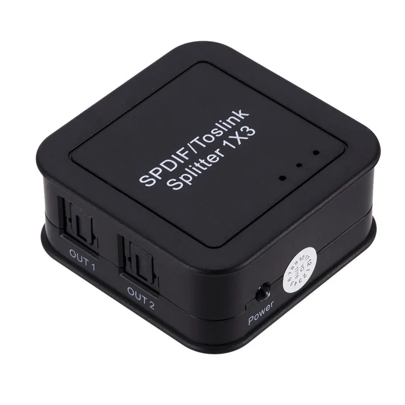 

Portable Mini 1x3 Fiber Divider Digital Optical Spdif Toslink 1 Input 3 Output Audio Switch Splitter Adapter with US EU UK Plug