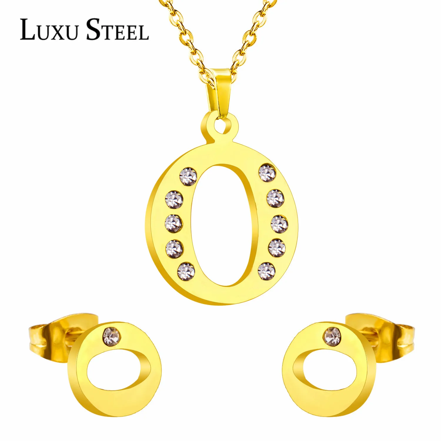 Новый модный O Письмо Позолоченный Нержавеющей Стали Ювелирные Наборы