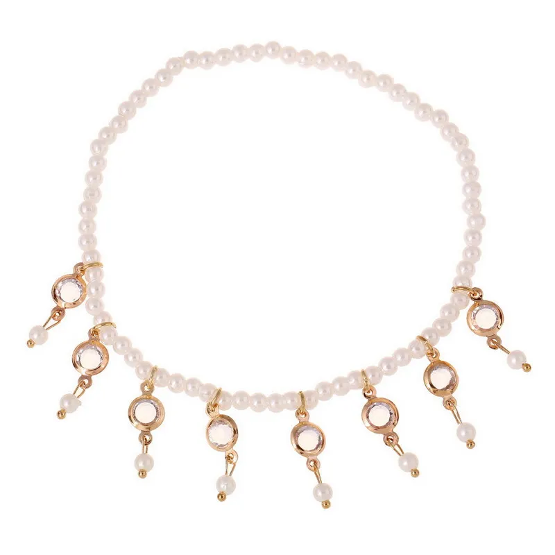 Мода темперамент жемчужина кристалл кулон Эластичность Браслеты Boho женские ножной браслет летнее пляжный отдых украшения для досуга Bijoux