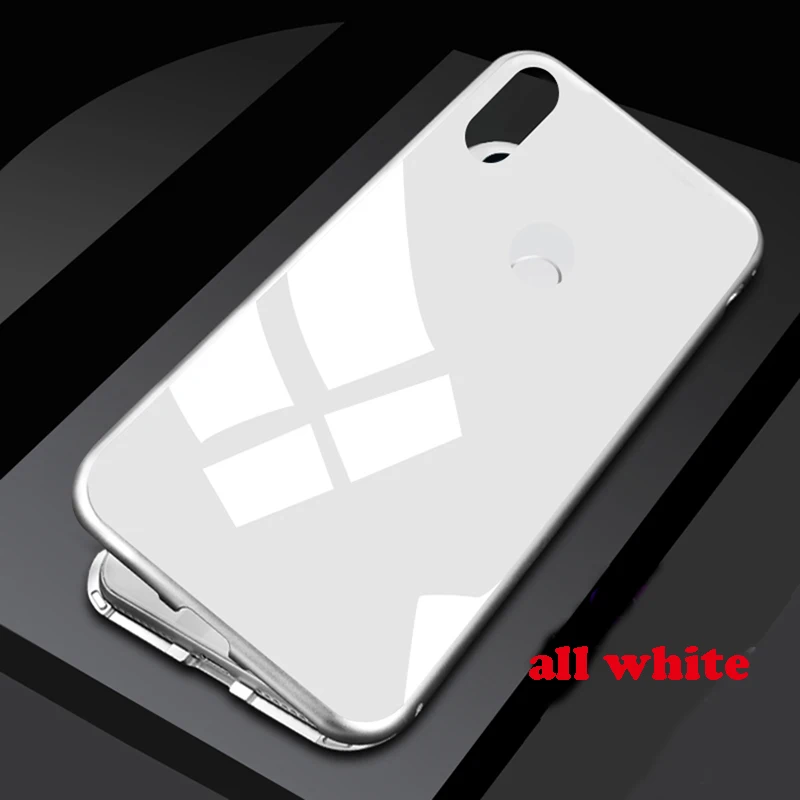 all white 100 шт./лот, цветной магнитный pro Чехол из закаленного стекла, металлический чехол для Xiao mi Red mi Note 5 6 7 mi 8 9 SE lite F1, защитный чехол-бампер - Цвет: all white