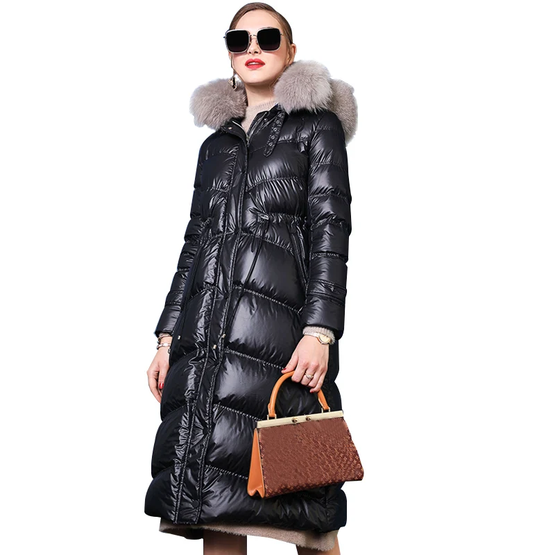 Koop Grote Echte Vos Bontkraag 2019 Winter Jas Vrouwen Vrouwelijke Down Jas Witte Eendendons Parka Hooded Winter Jas Vrouwen waterdicht