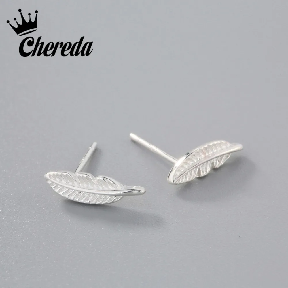 

Chereda New Fashion Punk Feather Earrings for Women Cool Leaf Earrings 2018 Small Vintage Stud Earings Party Gifts