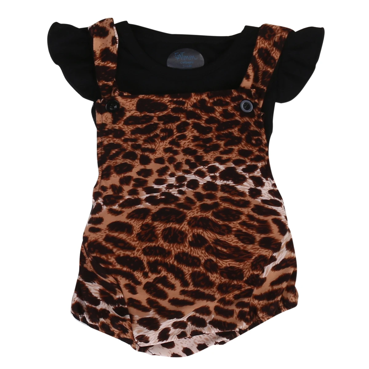 Newborn Infant Baby Girls Leopard Bodysuits Clothes sets Ruffled sleeve