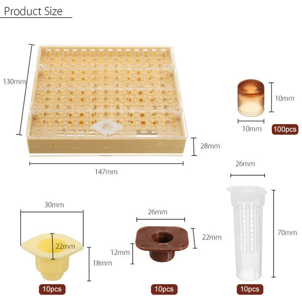 

Beekeeping Tools Equipment Set Queen Rearing System Cultivating Box 120 Cell Plastic Bee Cell Cups Cup kit Queen Cage