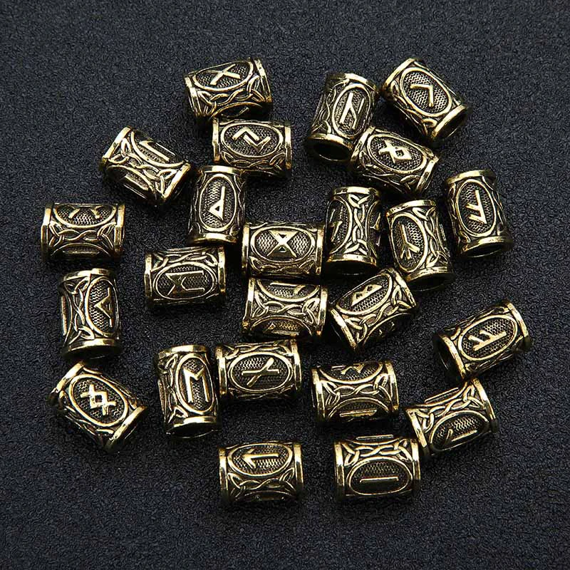 

24pcs/set Viking Runes Charms Tube Beads for Bracelets Viking Beads Pendant Necklace for Bracelet Necklace Jewelry Making