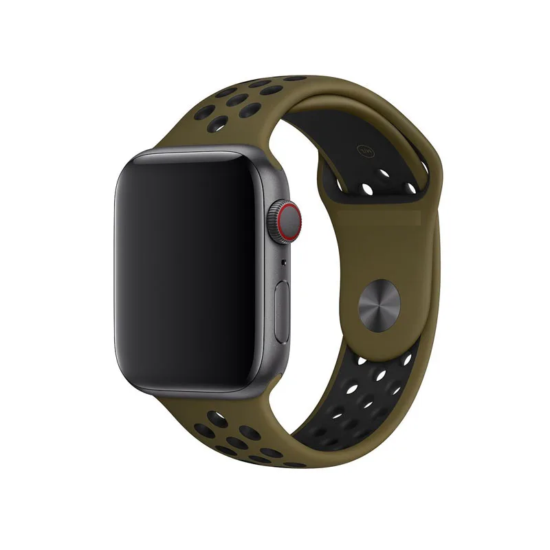 Спортивный силиконовый ремешок для apple watch серии группа 5/4/3/2/1 38 мм 42 мм 40 мм, длина-44 мм, ремешок для iwatch браслет Ссылка - Цвет ремешка: Olive Black