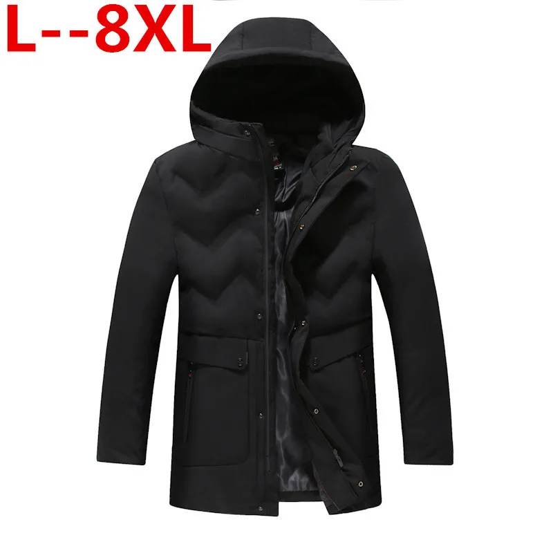Плюс 8XL 6XL 5XL 4XL зимняя куртка мужская Толстая теплая однотонная мужская куртка шляпа съемная необходимое Пальто Черный Армейский зеленый - Цвет: 2