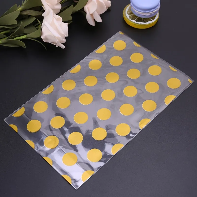 25pcs 13 X 21 cm white Golden dots bag cookies diy Gift Bags for Christmas Party Candy Food&Handmade soap Packaging bags DT22  (2)