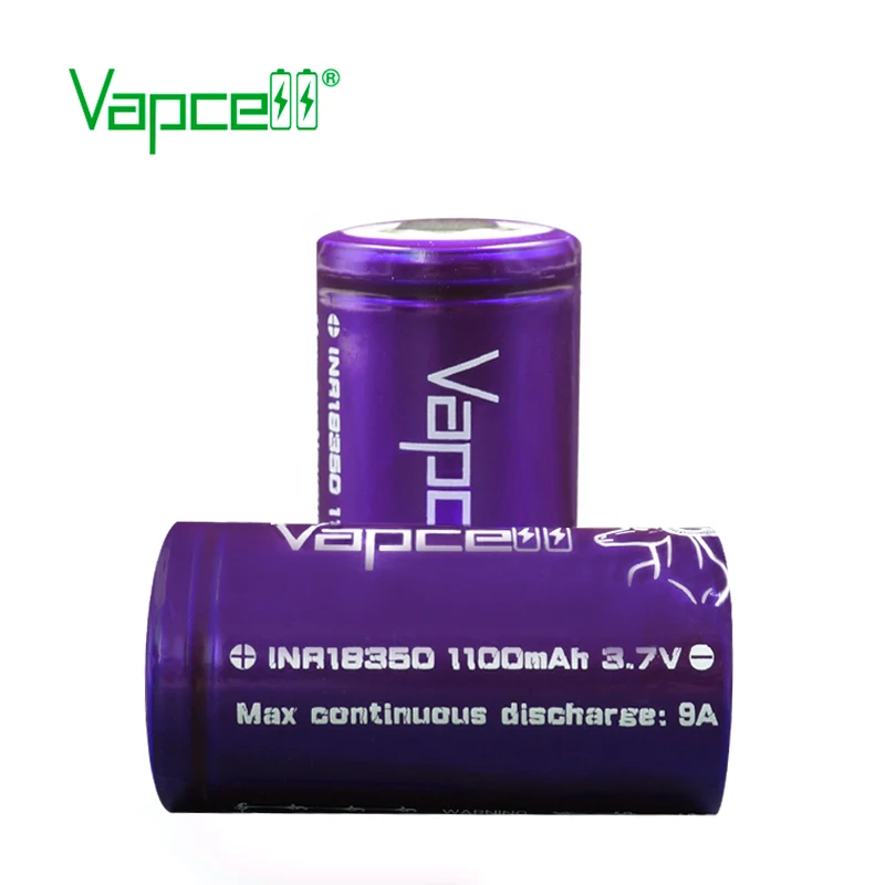 30 шт. VAPCELL INR18350 1100 мАч непрерывного 9A литиевых 3,7 в перезаряжаемые батарея электронный дым E-CIG vs keeppower IMR 18350