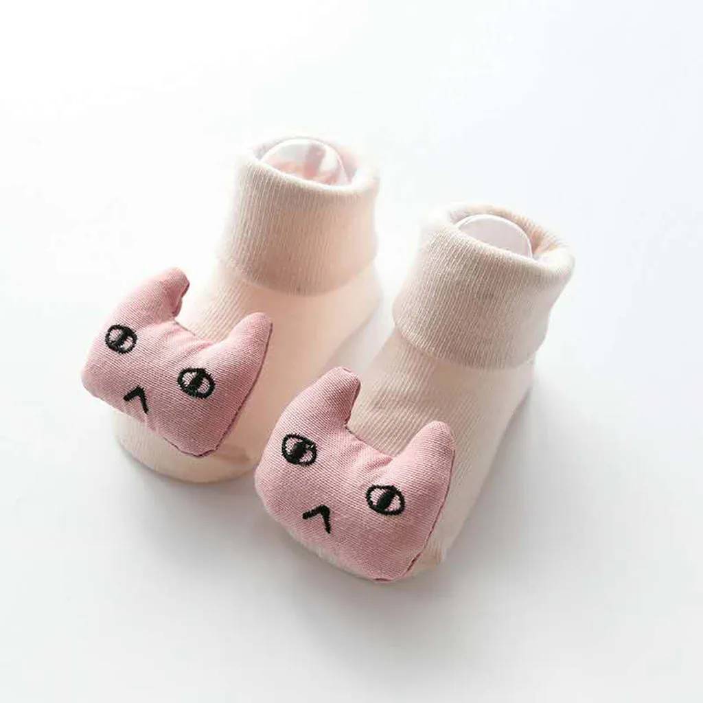 ARLONEET/детские Нескользящие носки-тапочки для маленьких мальчиков и девочек с рисунком животных, носки для малышей Вязаные теплые носки W0521 - Цвет: PK1